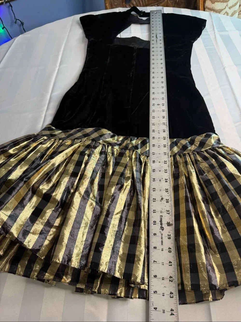 Roberta California Black Velvet Metallic Cutout Vintage Dress Size 11/12